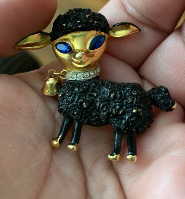 R. Mandle Vintage black sheep brooch pin