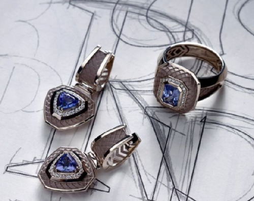 Set of gold, tanzanite and diamonds