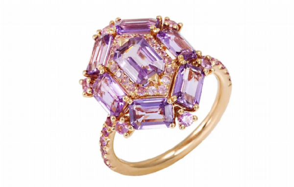 Ring with sapphires from the Geometry headset. 1st place at the JUNWEX jewelry exhibition in St. Petersburg (2021).