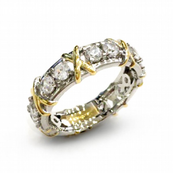 Silver GRAF ring with golden X
