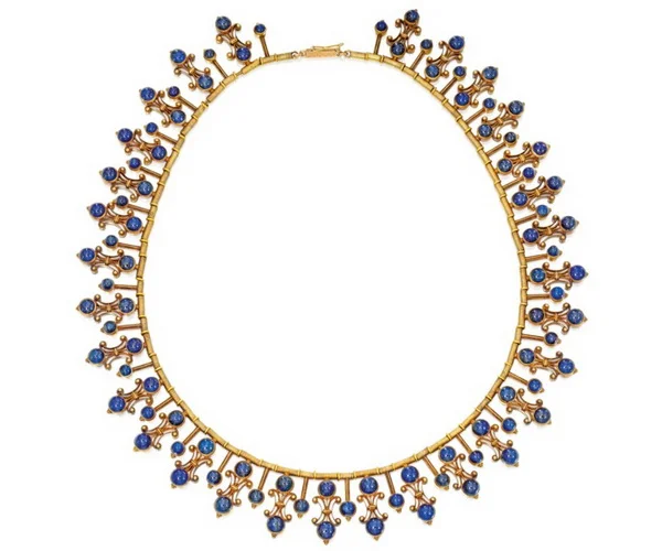 Gold necklace with sapphires in the Etruscan style, Carlo Giuliano, late 19th century