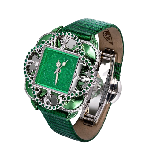Alter Ego Gold watch Clover with diamonds and emeralds