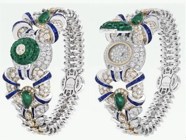Philémon & Baucis watches, gold, emeralds, sapphires, diamonds, Van Cleef & Arpels, photo from the company's website.