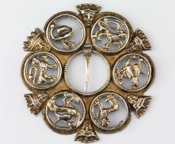 17th century saltier in gilded silver. New National Museum Oslo.