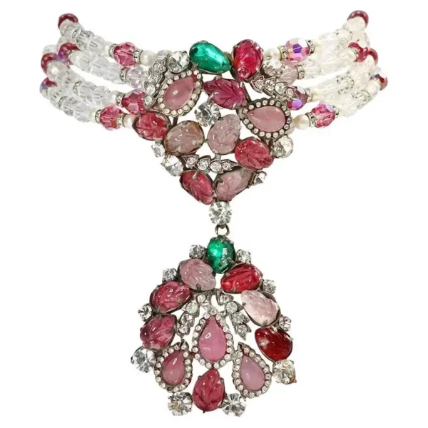 Diamante, Cabochons,Crystals,Faux Pearls Necklace