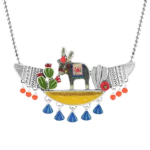 Taratata Necklace with colored resin and crystals.