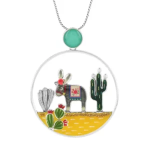 Necklace with resin and crystals.
