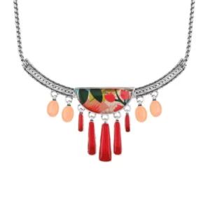 Pivoine necklace, with colored resin.