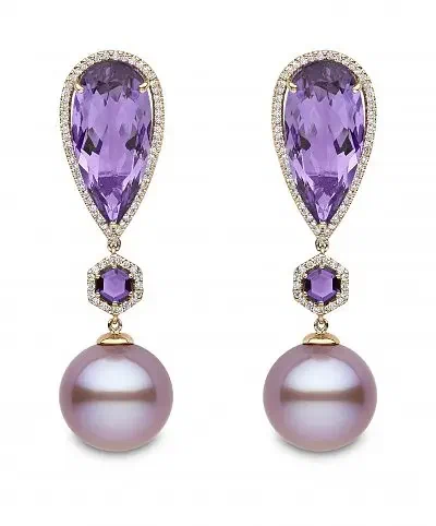 Earrings with amethysts.
