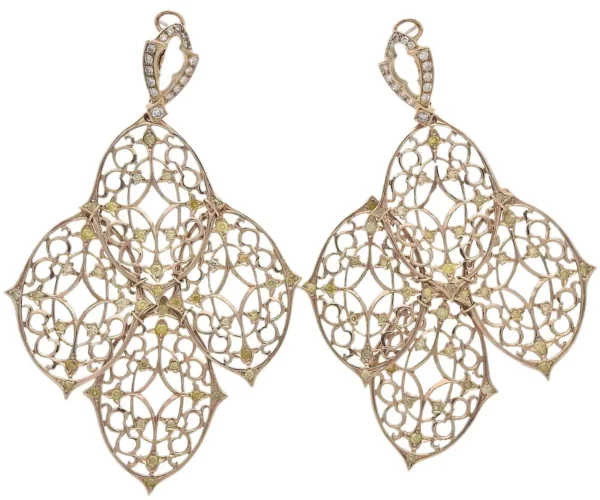 Loree Rodkin Gold Diamond Chandelier Earrings.