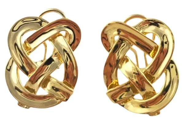 18K Yellow Gold Angela Cummings Clip on Pretzel Twist Earrings