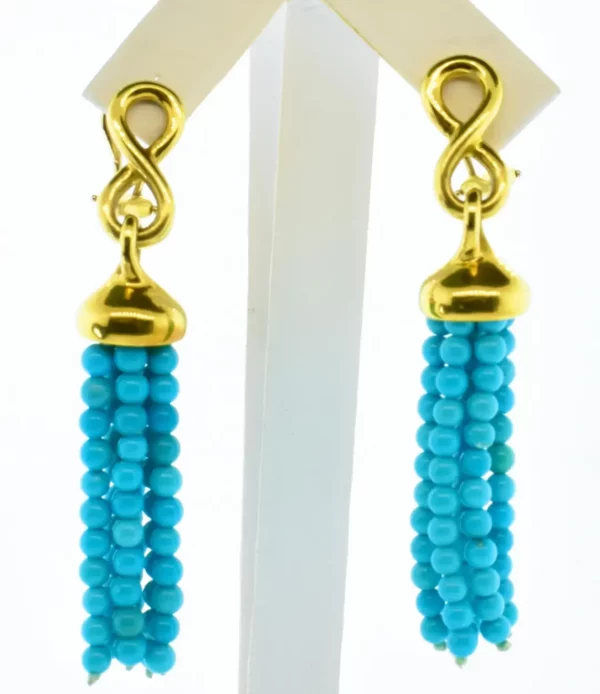 Angela Cummings 18K and Turquoise Finely Made Earrings c. 1990
