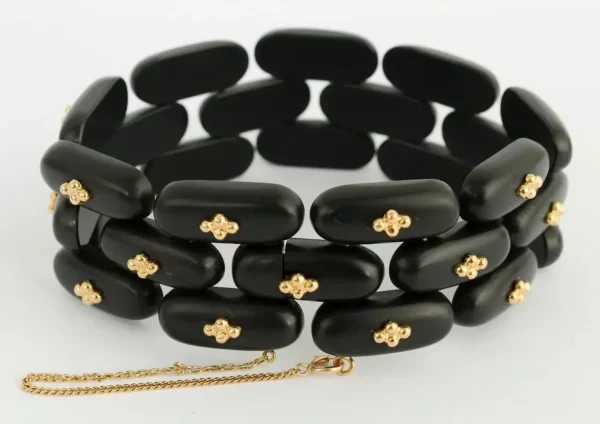 Angela Cummings Black Jade and Gold Bracelet and Earrings