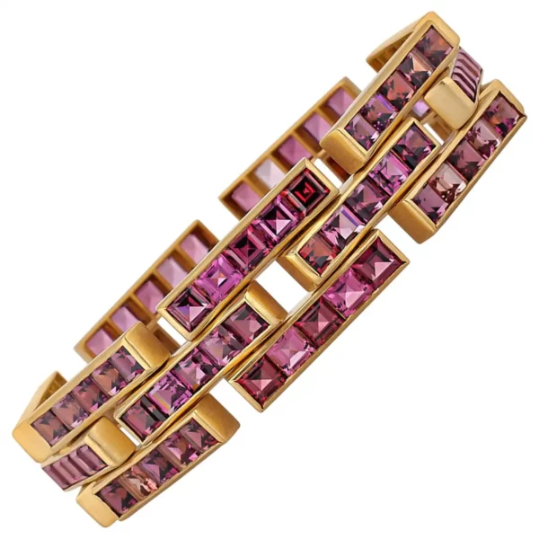 Angela Cummings Tiffany Co. Vintage Rubellite and Gold Link Bracelet