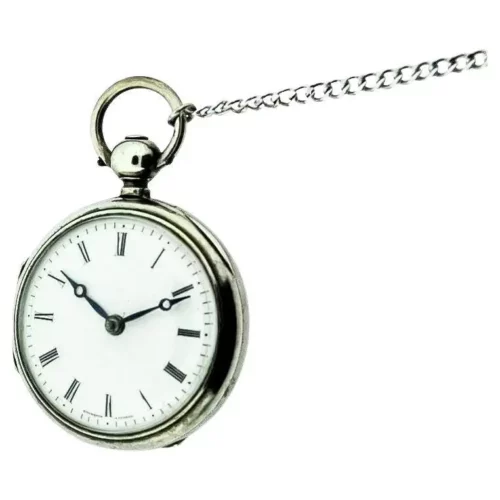 Bourquin Geneve Sterling Silver Enamel Dial Verge Fusee Small Pocket Watch 1840