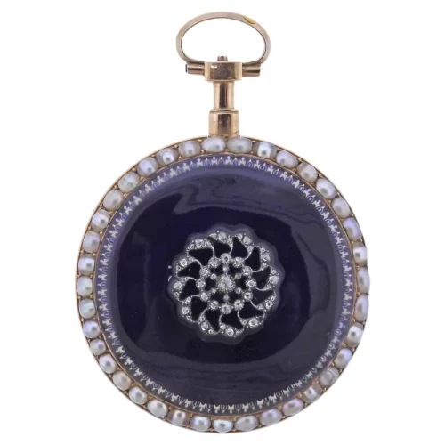 Breguet Paris Antique Gold Pearl Enamel Diamond Pocket Watch
