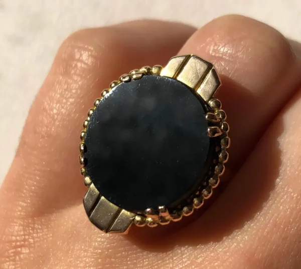 Jean Despres Onyx and Gold Ring circa 1930 1950