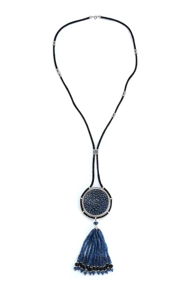 SAPPHIRE AND DIAMOND TASSEL NECKLACE