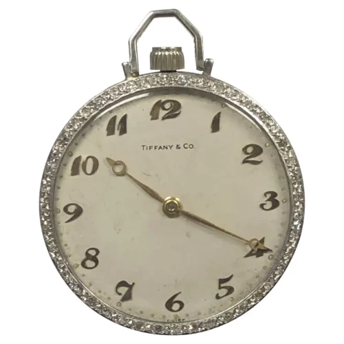 Tiffany Company 1930s Art Deco Platinum and Diamond Pocket Watch