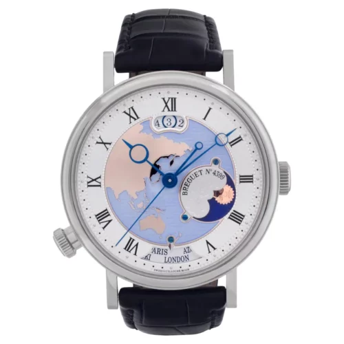 Как новый Breguet Classique Hora Mundi из платины на черном ремешке из кожи аллигатора