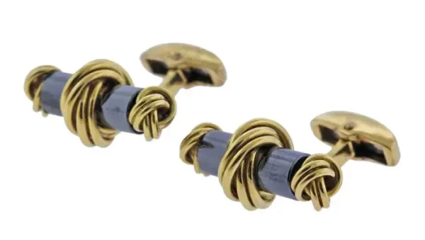 Deakin & Francis Hematite Gold Cufflinks.