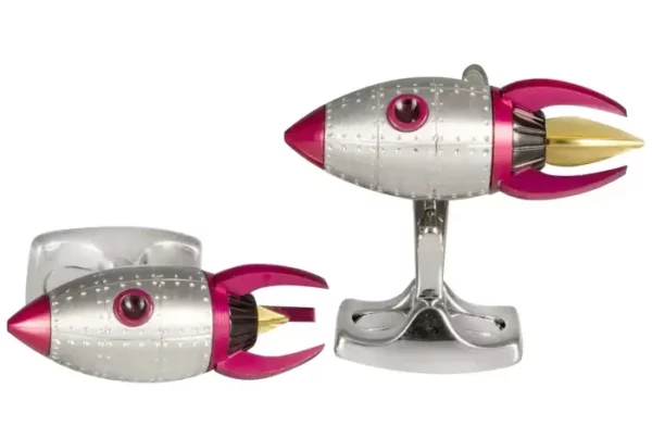 Deakin & Francis Red and Yellow Enamel Rocket Cufflinks.