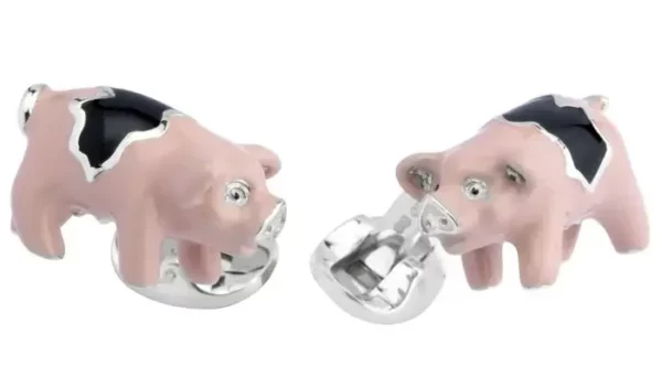 Deakin & Francis Silver Pig Cufflinks.