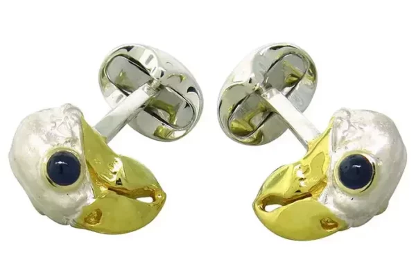 Deakin & Francis Sterling Silver Sapphire Dodo Bird Cufflinks.