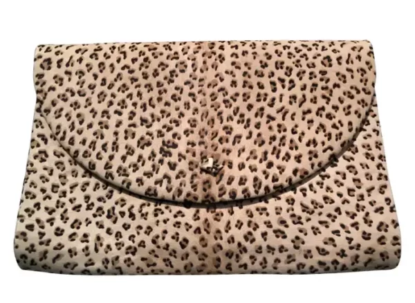 1980s Dominique Aurientis Paris Leopard Print Stenciled Calfskin Shoulder Bag.