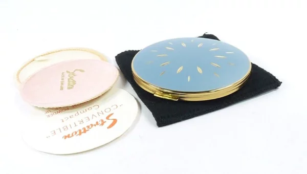 Blue Stratton Compact 1970s For Max Factor Creme Puff And CCUK.