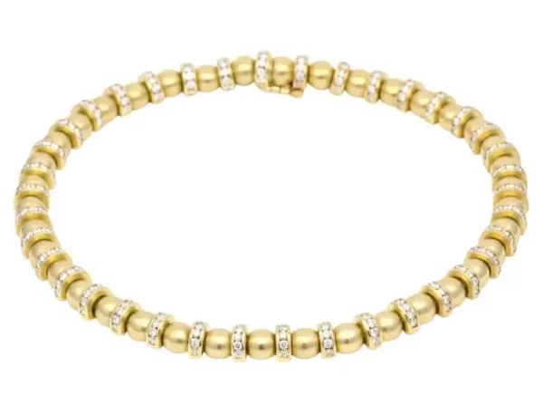 Charles Krypell Diamond 18k Yellow Gold Bead Choker Necklace, '13.50 Cttw'.