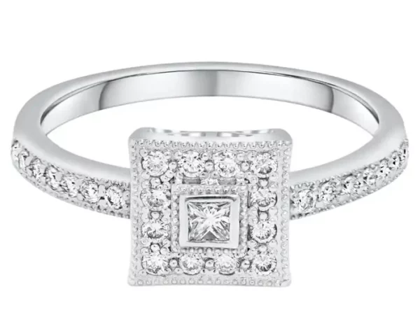 Charriol 0.37 Carats Total Princess Cut Diamond Antique Engagement Ring.