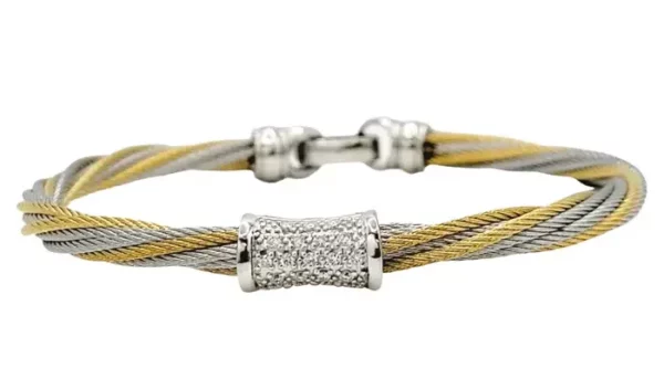 Charriol Diamond Classique Bracelet in Stainless Steel, 18k Yellow & White Gold.