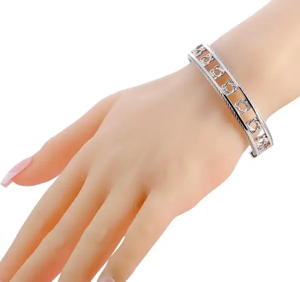 Charriol Heart to Heart Sterling Silver Bangle Bracelet Size Small.