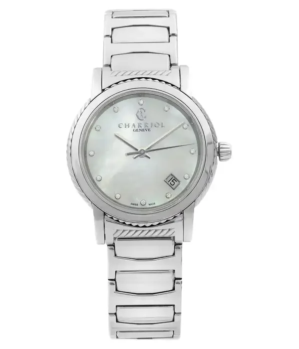 Charriol Parisii Steel Diamond White MOP Dial Quartz Ladies Watch.