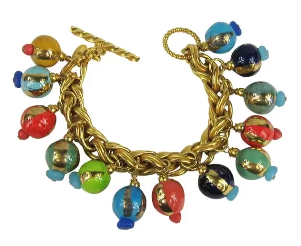 Dominique Aurientis French Hand Painted Beaded bracelet 1980s.
