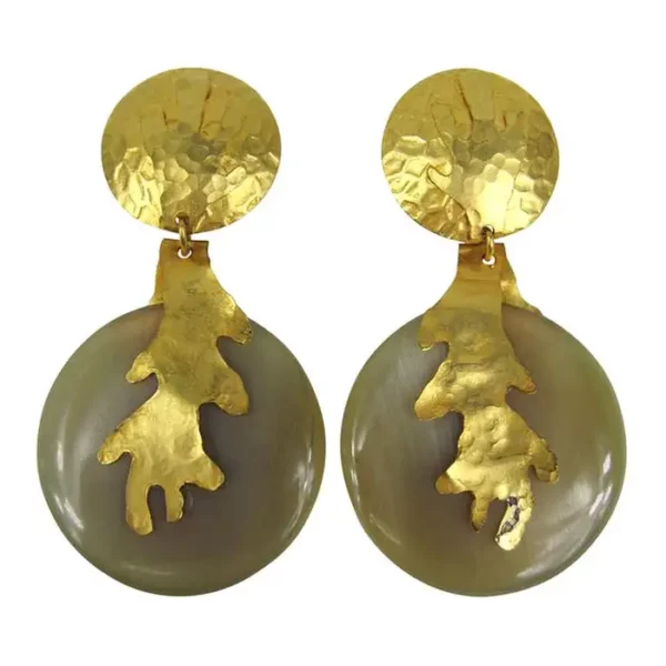 Dominique Aurientis Gold Gilt Earrings New, Never Worn 1980s.