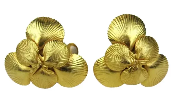 Dominique Aurientis Gold Gilt Sea shell Earrings New, Never Worn 1980s.