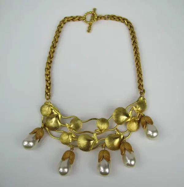 Dominique Aurientis Gold Gilt Sea shell Necklace New, Never worn 1980s.