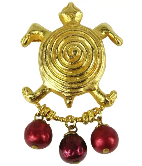Dominique Aurientis Gripoix Glass Turtle Brooch, Never Worn 1980s.