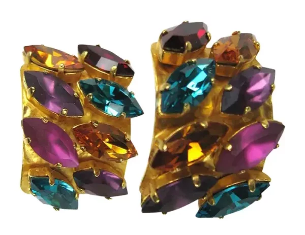 Dominique Aurientis Rhinestone Earrings 1980s.
