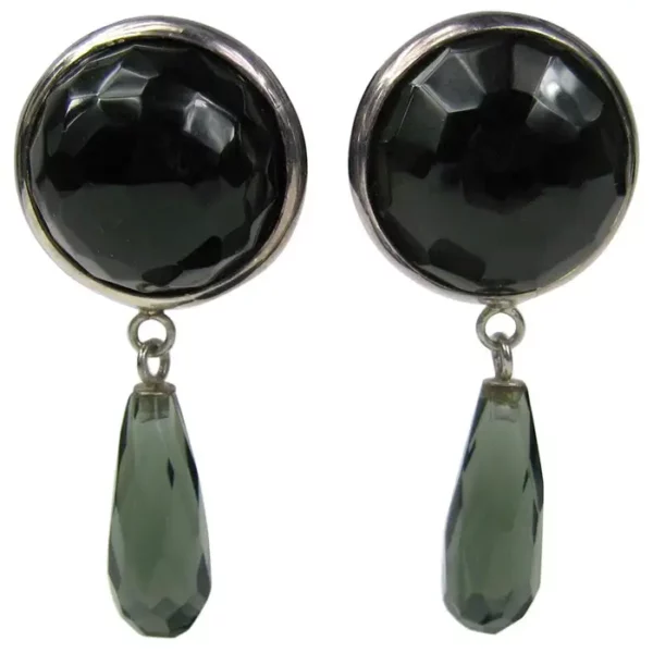 Dominique Aurientis Sterling Silver Earring Faceted Glass New, Never Worn 1980s.