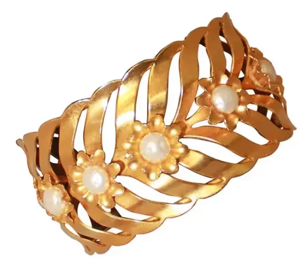 Dominique Aurientis VIntage Gold & Pearl Cuff.