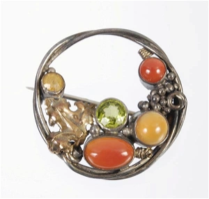 Gem Set Brooch By Dorrie Nossit.