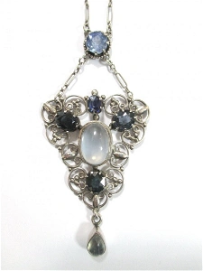 Moonstone And Sapphire Pendant.