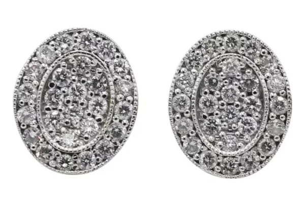 Philippe Charriol 18 Karat White Gold Pave Diamond .50 Carat Stud Earrings.
