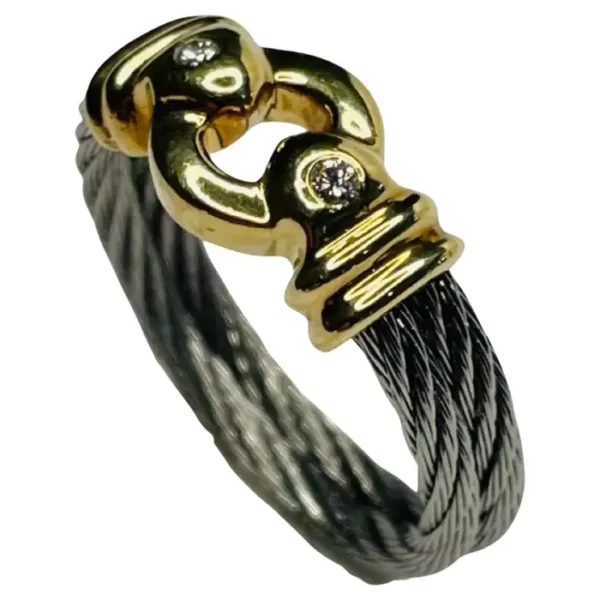 Philippe Charriol 18KY Gold Stainless Steel and Diamond Ring.