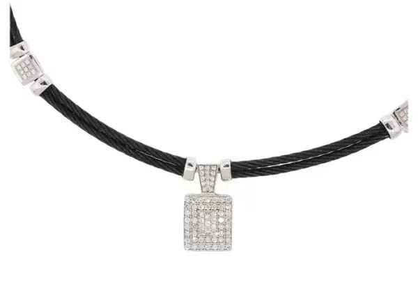 Philippe Charriol Celtic Noir Pave Diamond Necklace.
