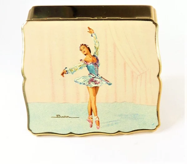 Rare Stratton BALLET THEMED Musical Powder Box Svetlana Beriosova 1950s