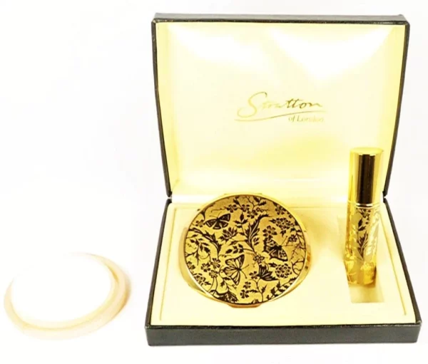 Unused 1980s Stratton Brand Matching Perfume Atomiser And Makeup Compact For Rimmel Natural Bronzer
